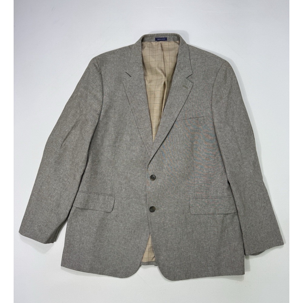 Stafford Sport Coat Classic Fit Men's 46R Linen Blend Tan Summer Casual Modern
